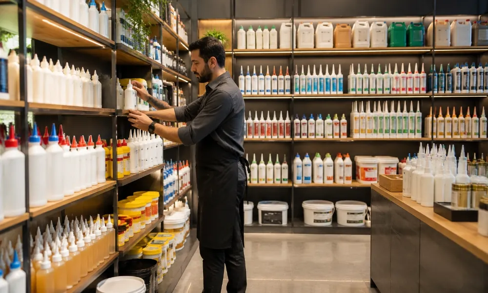تأمین کالا برای مغازه چسب فروشی به چه صورت است؟-چسب اتحاد