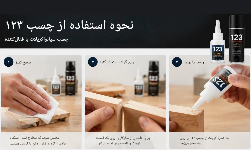 نحوه استفاده از چسب 123 - چسب اتحاد